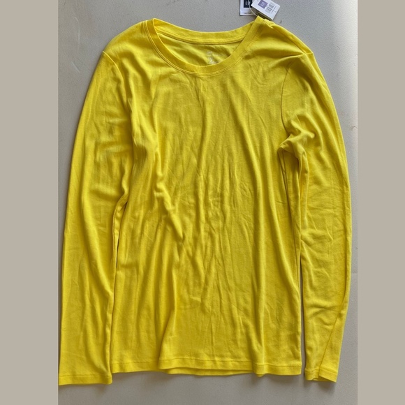 NWT Gap lemon yellow long sleeve tee, womens size L - Picture 2 of 13
